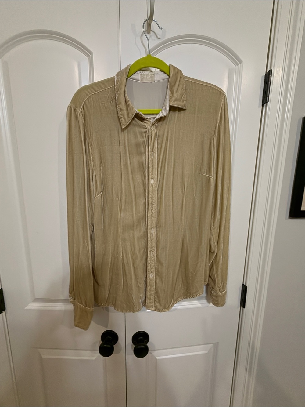 Silky velvet Beige Button-Up Shirt - medium